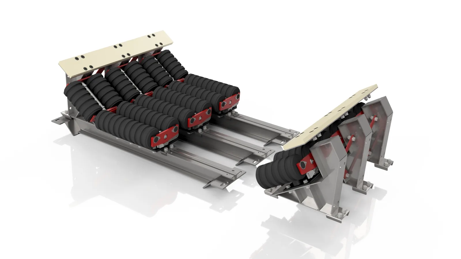 Dynamic Impact Bed — dynamic idler arrangement, up close